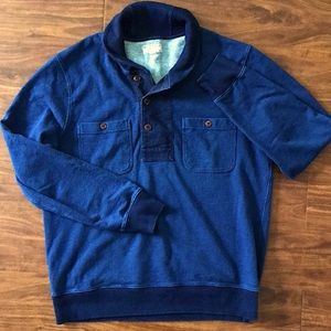 Wallace & Barnes | buttoned pull over long sleeve sweater two tone blue Large